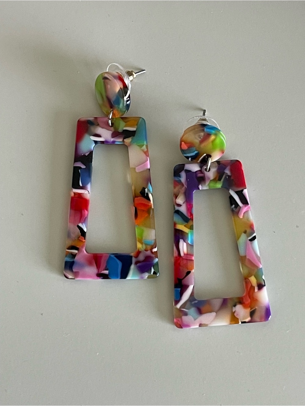 Anthropologie Multicolor Confetti Resin Drop Earrings - Picture 1 of 3